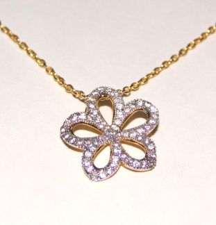 PI06 - Pingente FLOR - Prata 925 banhada a ouro amarelo