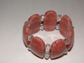 Pulseira Pastilha Rosa com cristais - Resina